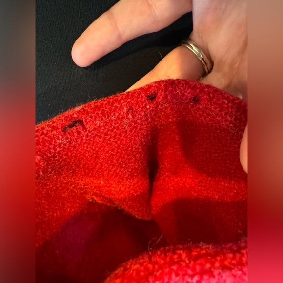 Vintage L.L. Bean Women's Red Boiled Wool Button Front Blanket Coat *Flawed* - Picture 12 of 12